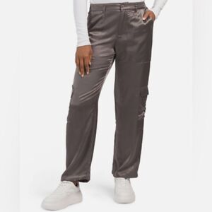 Young Fabulous & Broke Taupe Grey Finley Satin Cargo Pants
